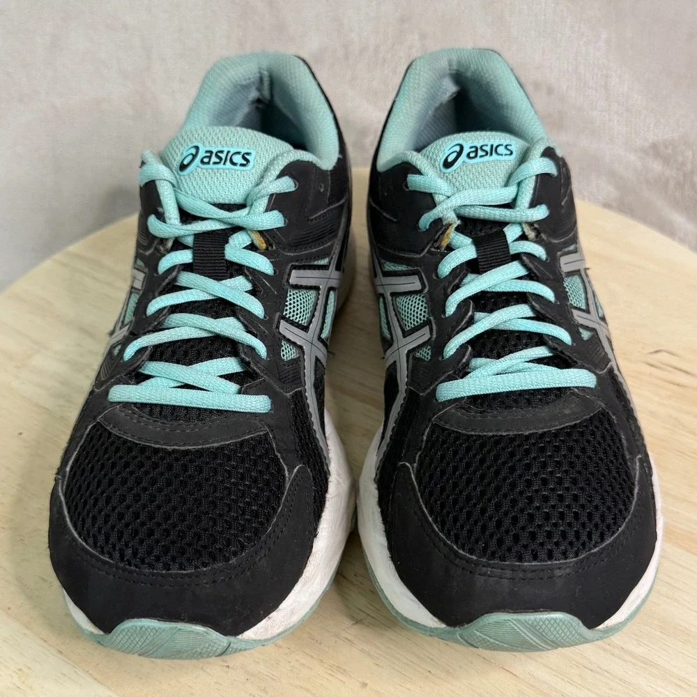 Asics Gel-Contend 3 Womens Running Shoes Black Aqua‎ Silver T5F9N Size 8.5